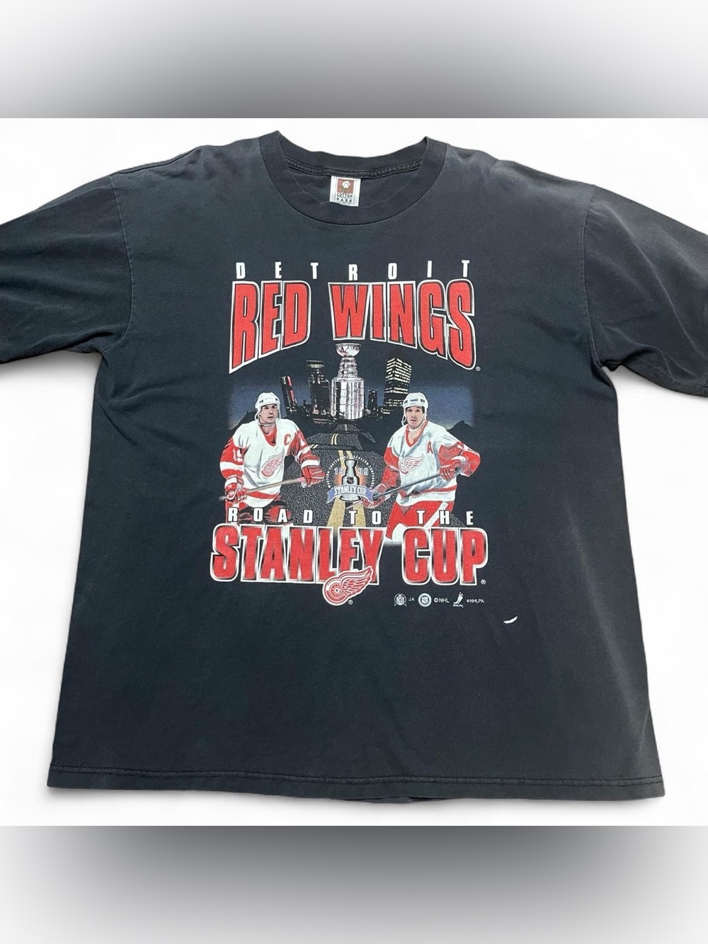 Vintage 90s Detroit Red Wings Road to the Stanley Cup Black Shirt XL NHL Hockey